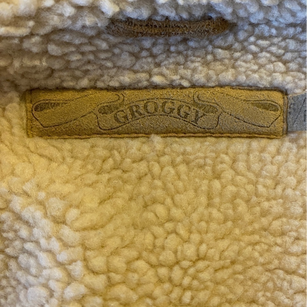 Vintage 1960s Groggy Vegan Beige Suede Jacket with Tan Sherpa Mens Sm - Picture 4 of 15